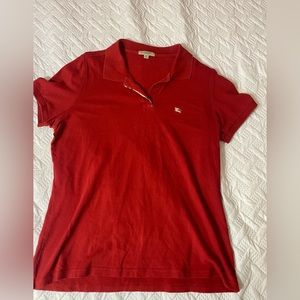 Red Burberry polo shirt
